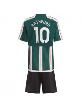 Manchester United Marcus Rashford #10 Auswärts Trikotsatz für Kinder 2023-24 Kurzarm (+ Kurze Hosen)